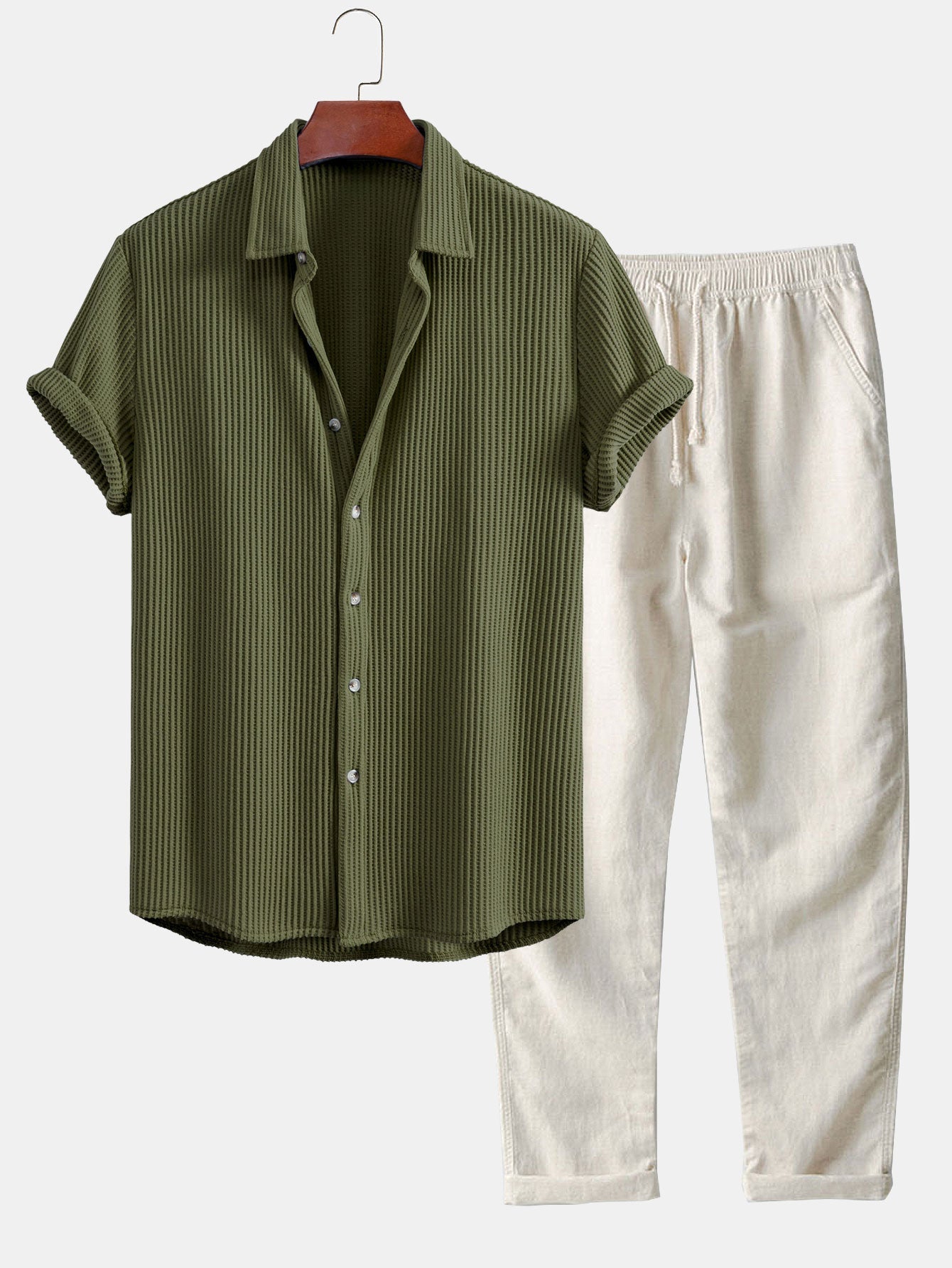 Luca | Camicia a Waffle & Pantaloni in Lino