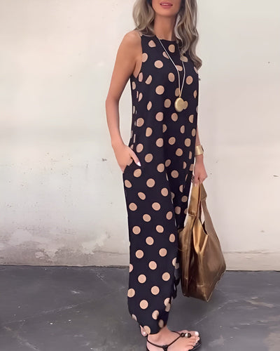 Roxane | Abito Elegante Maxi con Spacco a Pois
