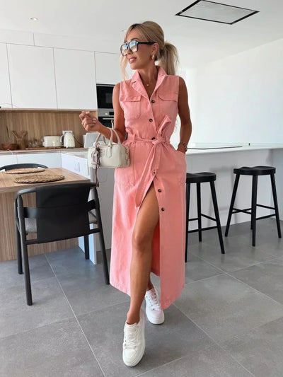 Abito lungo casual in denim
