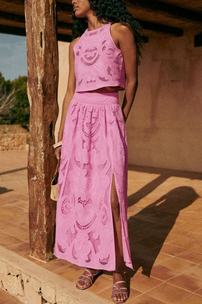 Alis™ | Completo in pizzo rosa