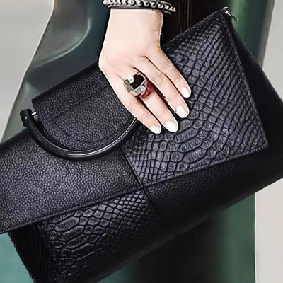Cassandra | Borsa a Mano con Motivo Coccodrillo Opulento