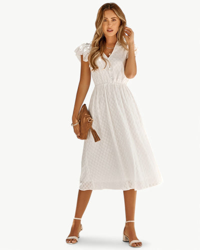 Alra™ | Abito midi con scollo a V e maniche a volant