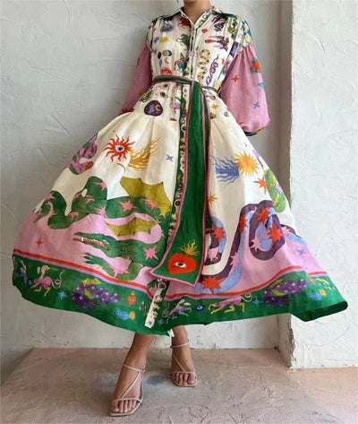 Elegante abito floreale con volume