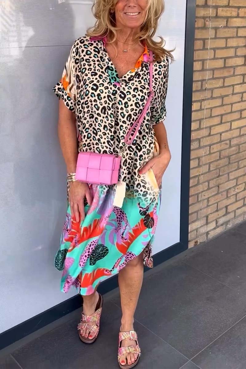 Abito casual con stampa leopardata