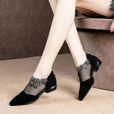 Jennifer | Sandali con tacco a giorno con strass Eleganti