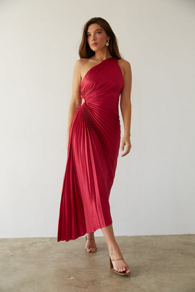 Dalyra™ | Abito midi monospalla plissettato