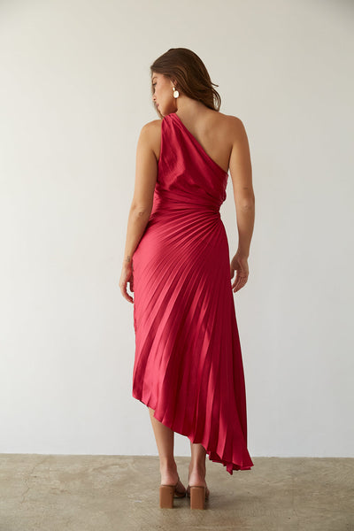Dalyra™ | Abito midi monospalla plissettato
